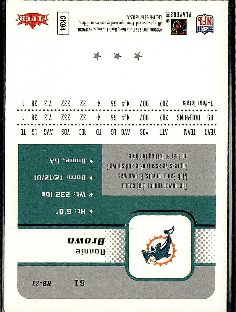 2006 Fleer #51 Ronnie Brown Silver
