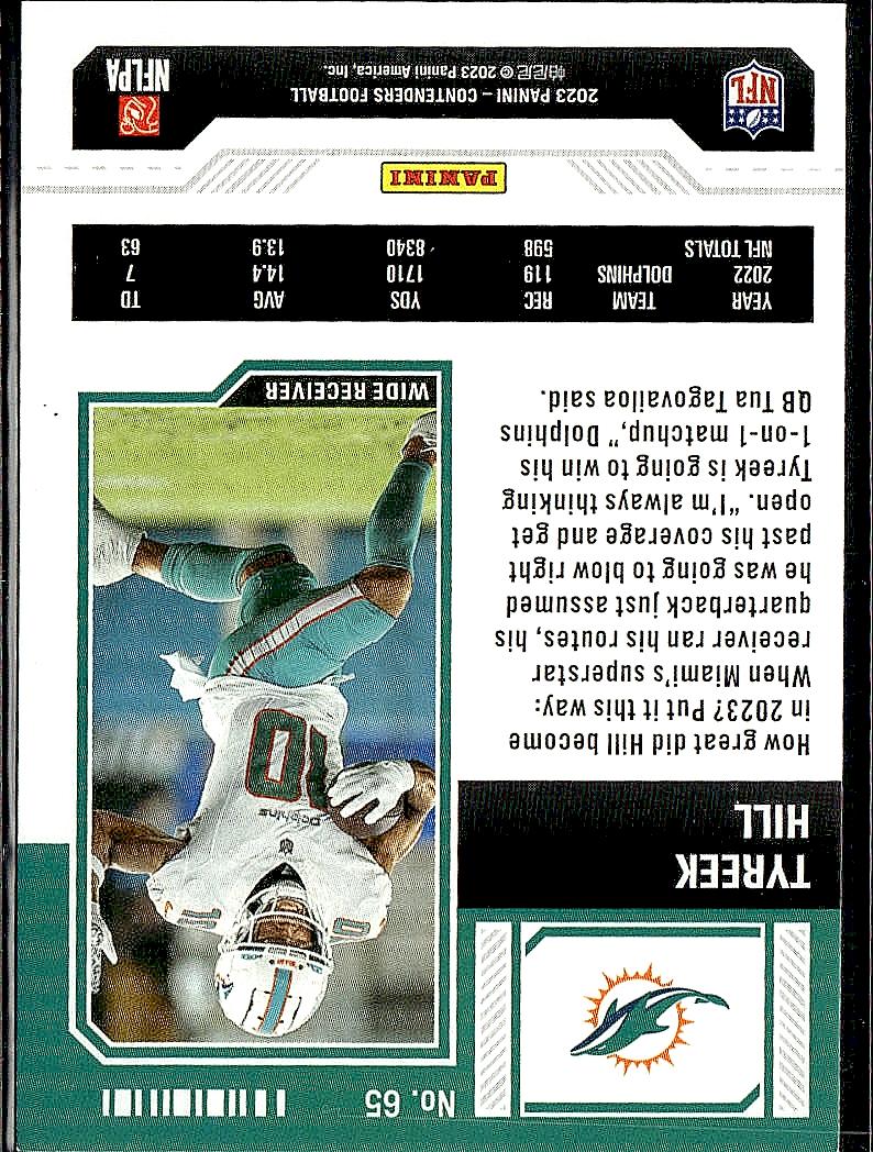 2023 Panini Contenders #65 Tyreek Hill Game Ticket Orange