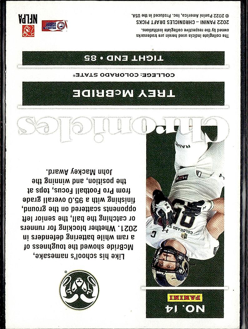 2022 Panini Chronicles Draft Picks #14 Trey McBride Bronze