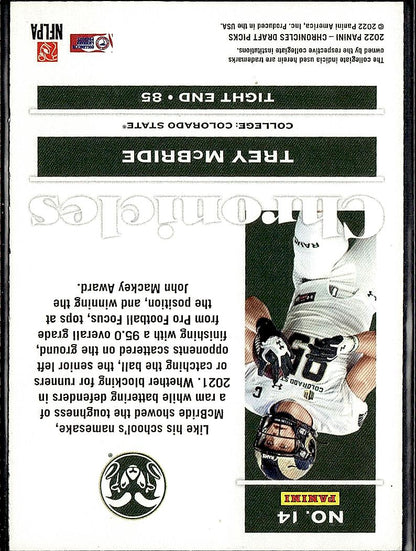 2022 Panini Chronicles Draft Picks #14 Trey McBride Bronze