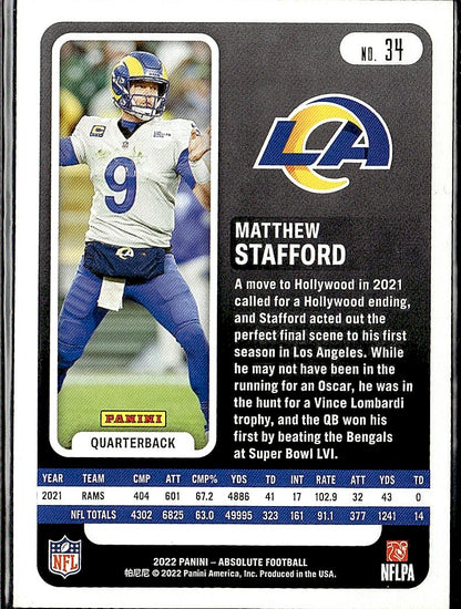 2022 Panini Absolute #34 Matthew Stafford Retail