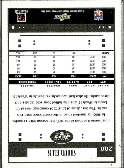 2005 Score #200 Shaun Ellis Adrenaline #/399