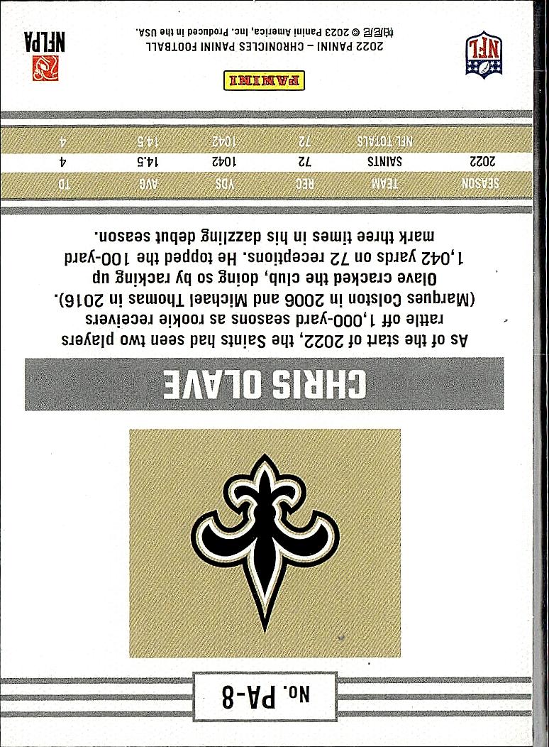 2022 Panini Chronicles #PA-8 Chris Olave Panini