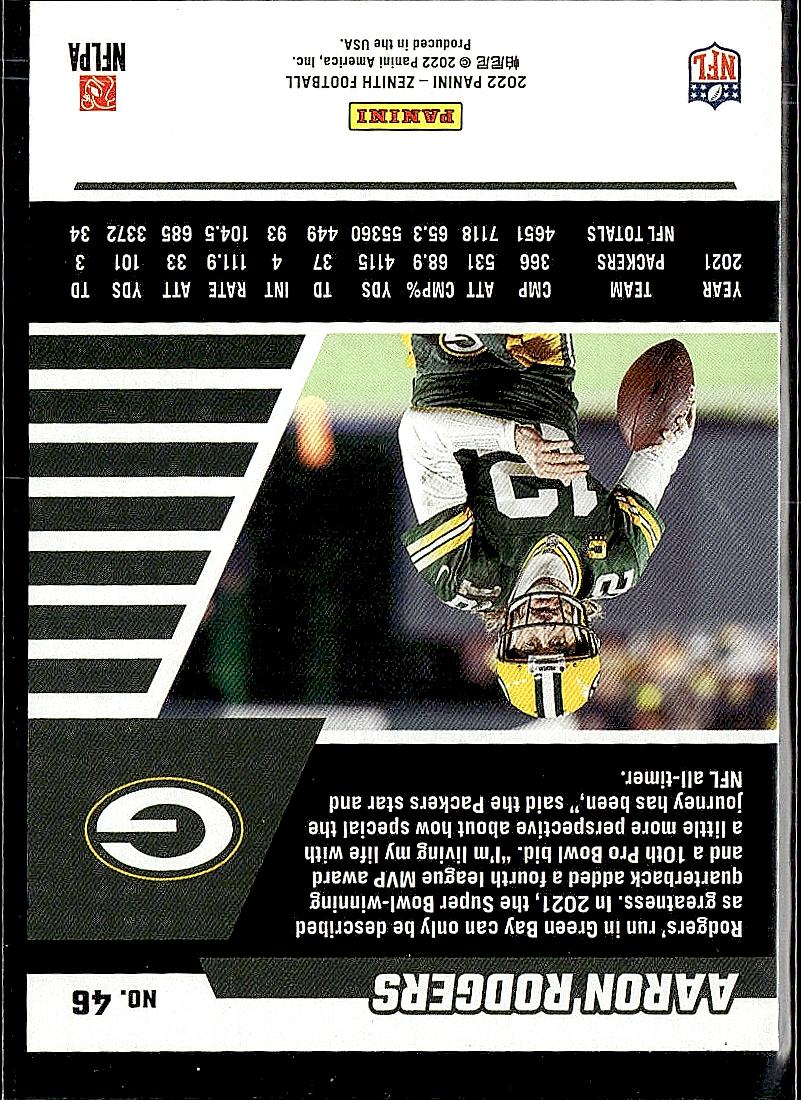 2022 Zenith #46 Aaron Rodgers