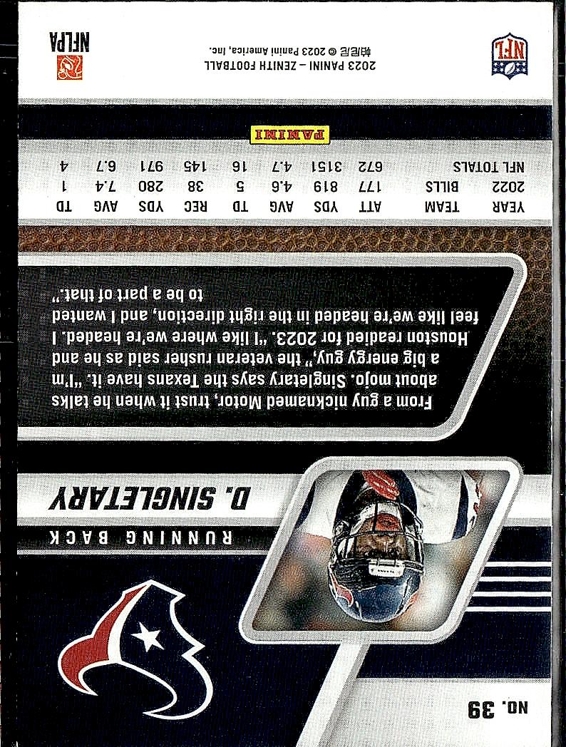 2023 Panini Zenith #39 Devin Singletary Retail