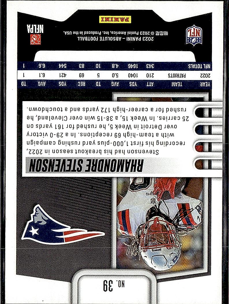 2023 Panini Absolute #39 Rhamondre Stevenson