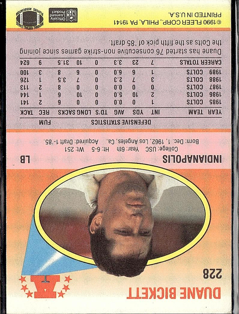 1990 Fleer #228 Duane Bickett