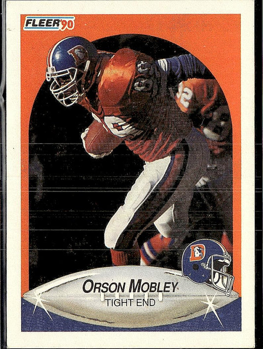 1990 Fleer #29a Orson Mobley Lower right star of AFC logo aligned with blue
