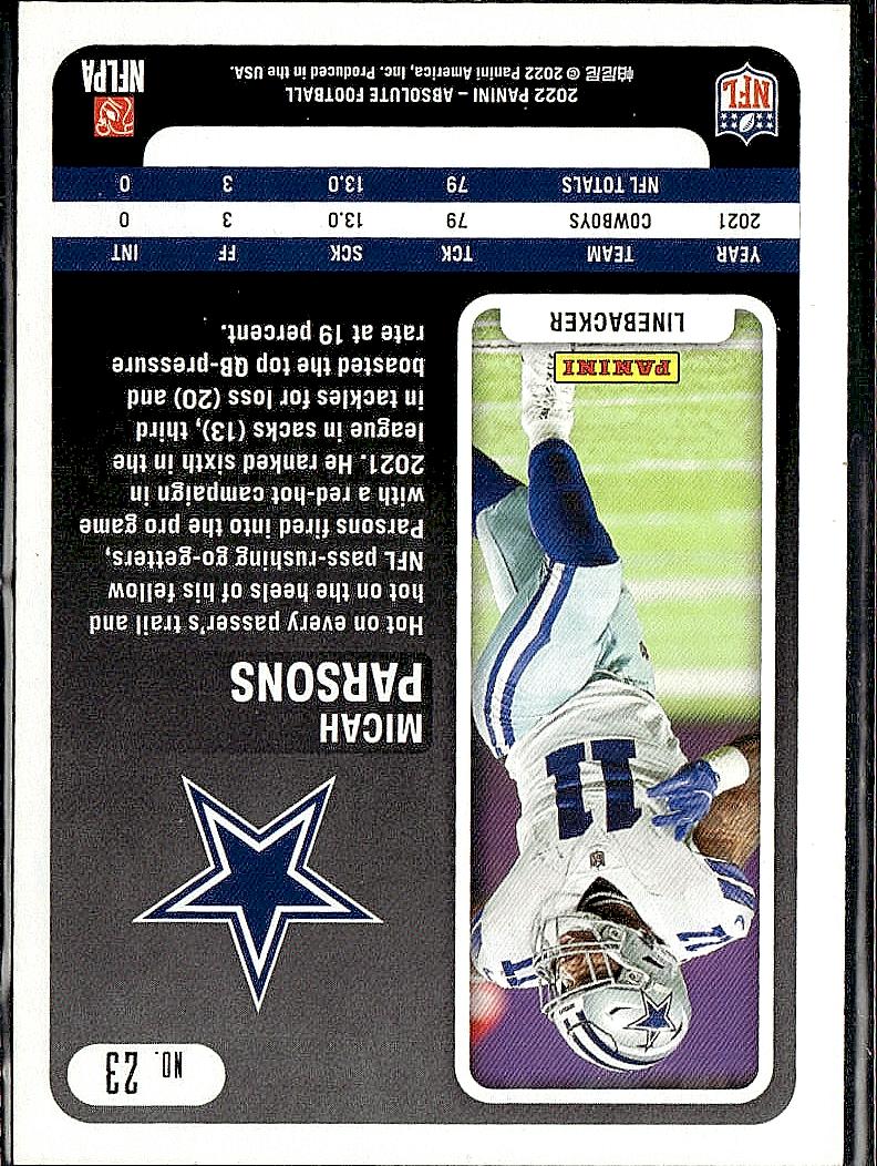 2022 Panini Absolute #23 Micah Parsons Retail