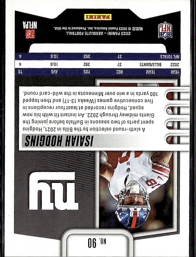 2023 Panini Absolute #90 Isaiah Hodgins Retail