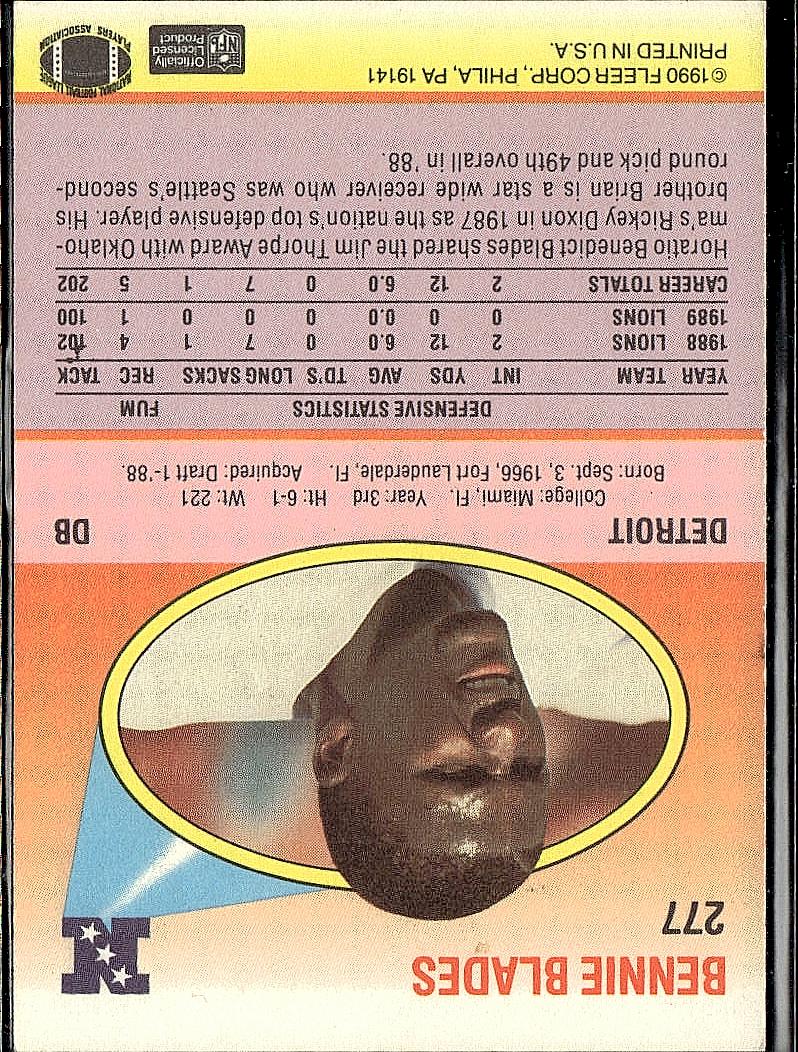 1990 Fleer #277 Bennie Blades