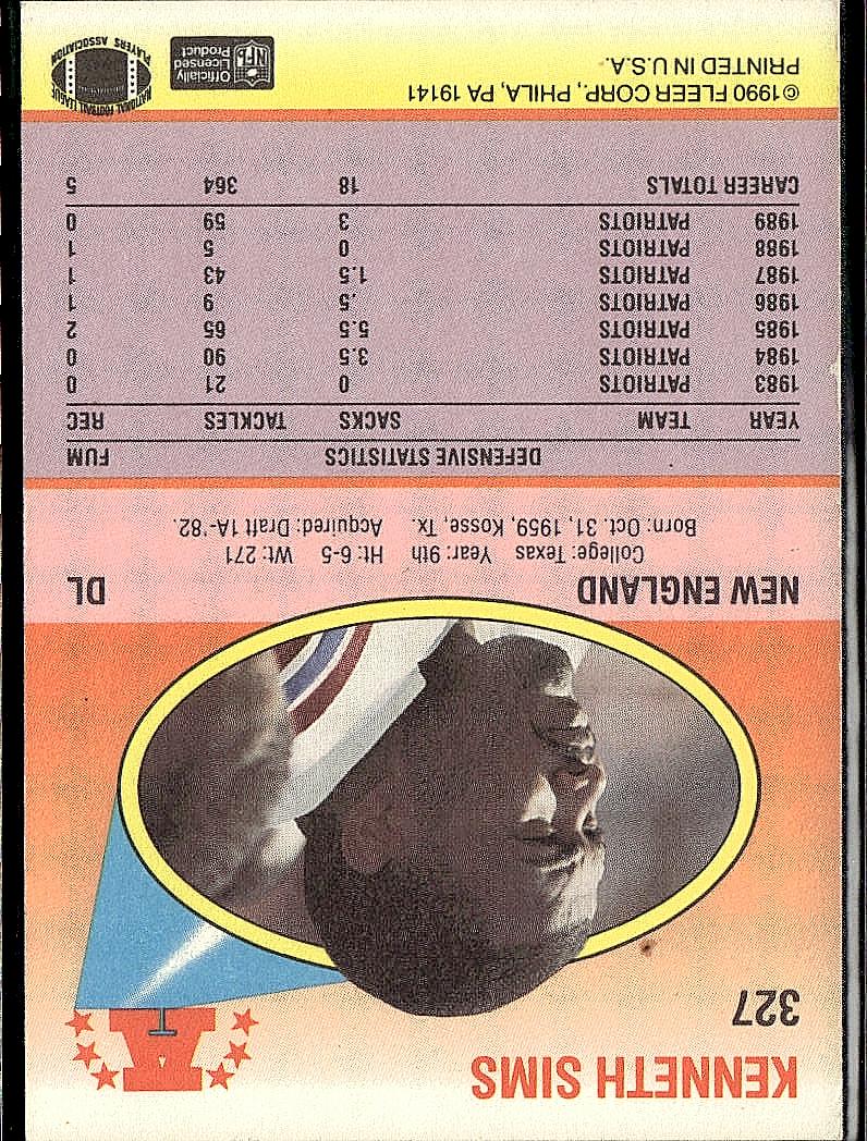 1990 Fleer #327 Kenneth Sims