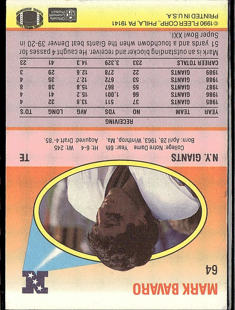 1990 Fleer #64 Mark Bavaro