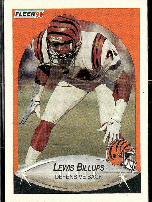 1990 Fleer #210b Lewis Billups Right edge of A in AFC logo aligned with blue