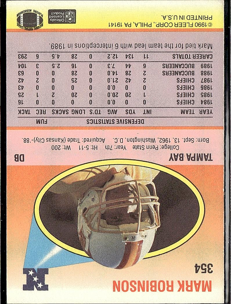 1990 Fleer #354 Mark Robinson