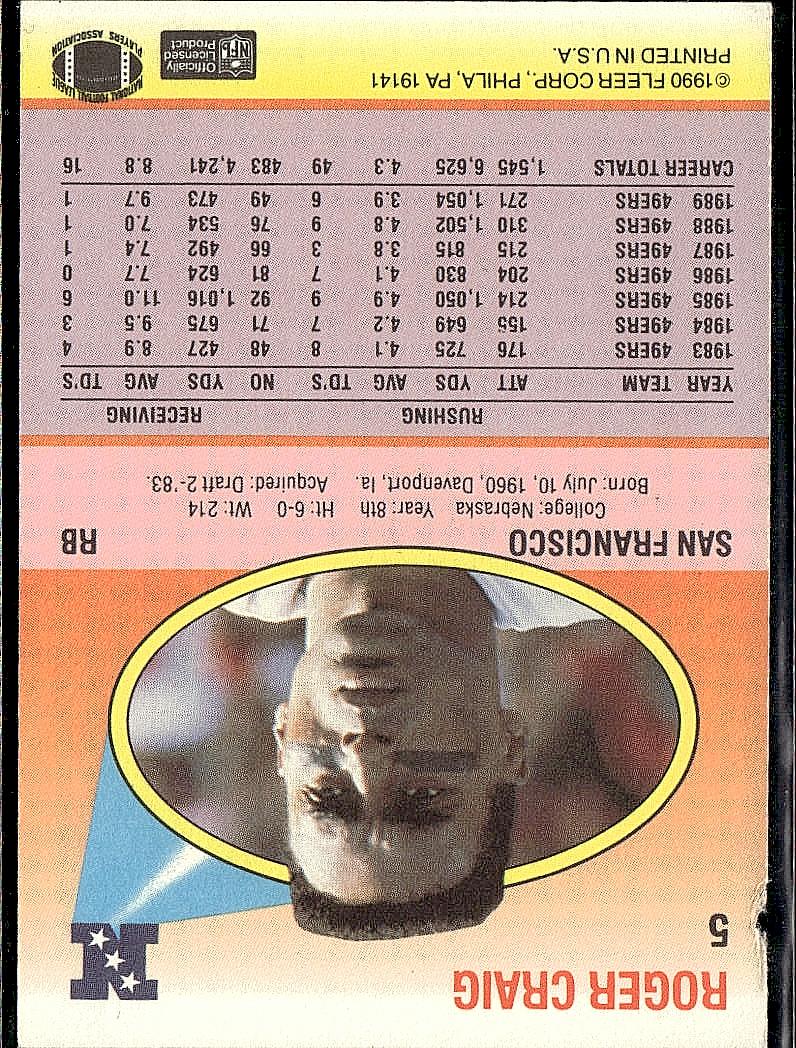 1990 Fleer #5 Roger Craig