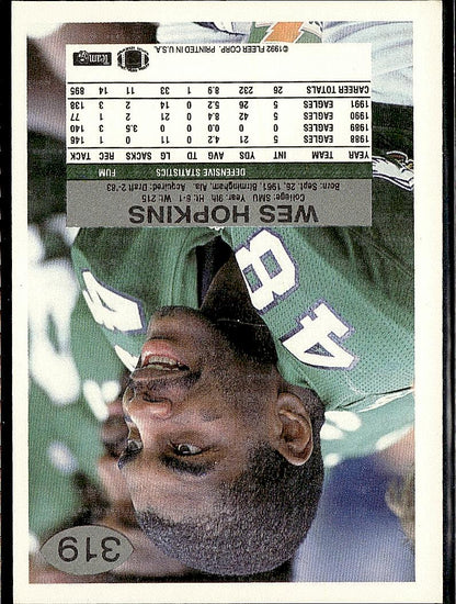 1992 Fleer #319 Wes Hopkins