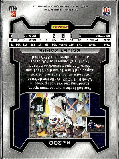 2023 Panini Prizm #200 Bailey Zappe