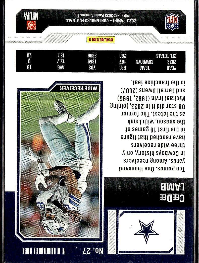2023 Panini Contenders #27 CeeDee Lamb