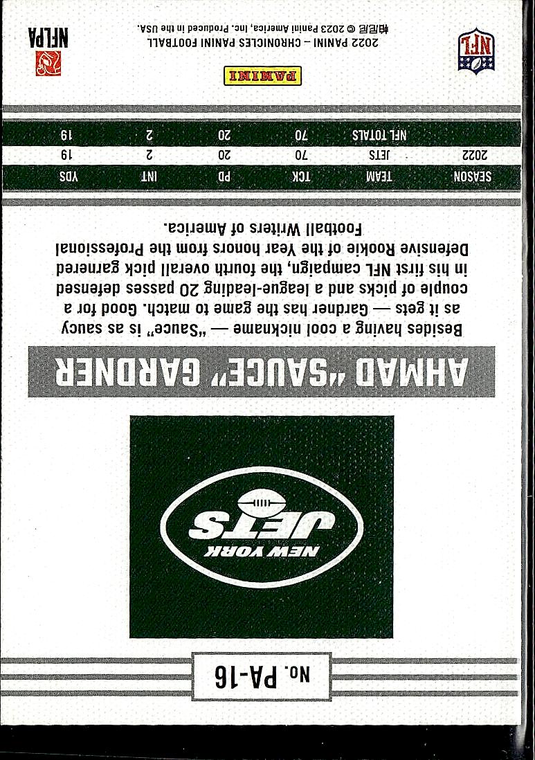 2022 Panini Chronicles #PA-16 Ahmad "Sauce" Gardner Panini