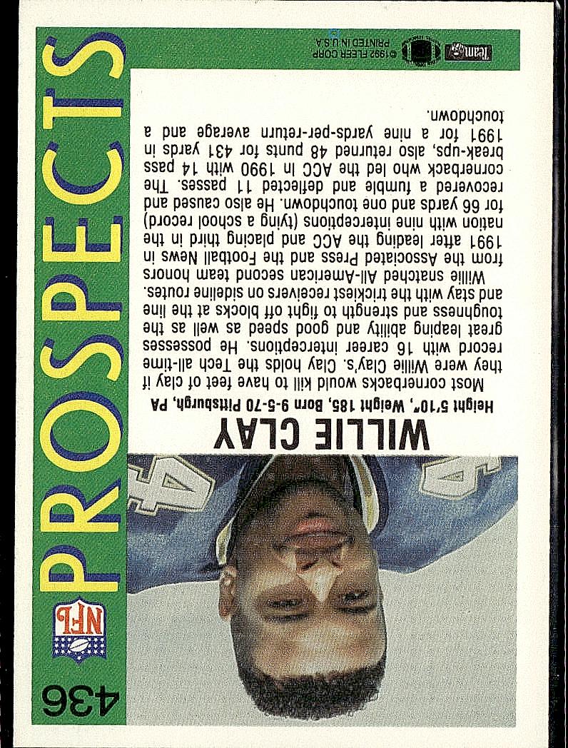 1992 Fleer #436 Willie Clay