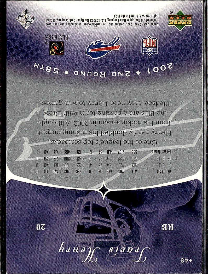 2003 Upper Deck Sweet Spot #48 Travis Henry