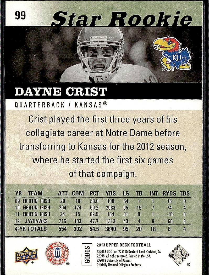 2013 Upper Deck #99 Dayne Crist
