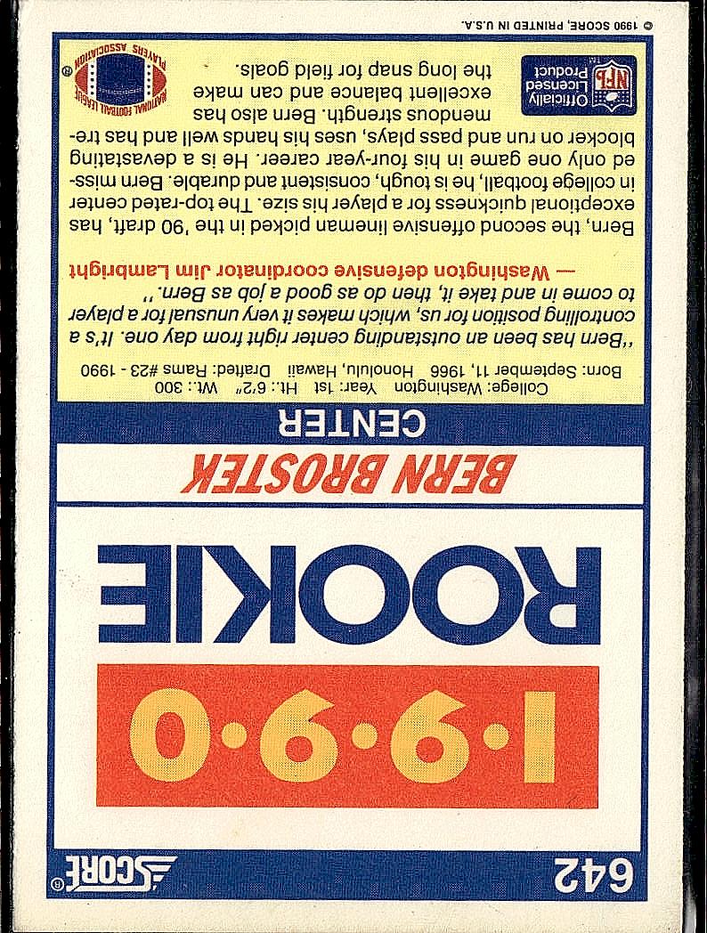 1990 Score #642 Bern Brostek