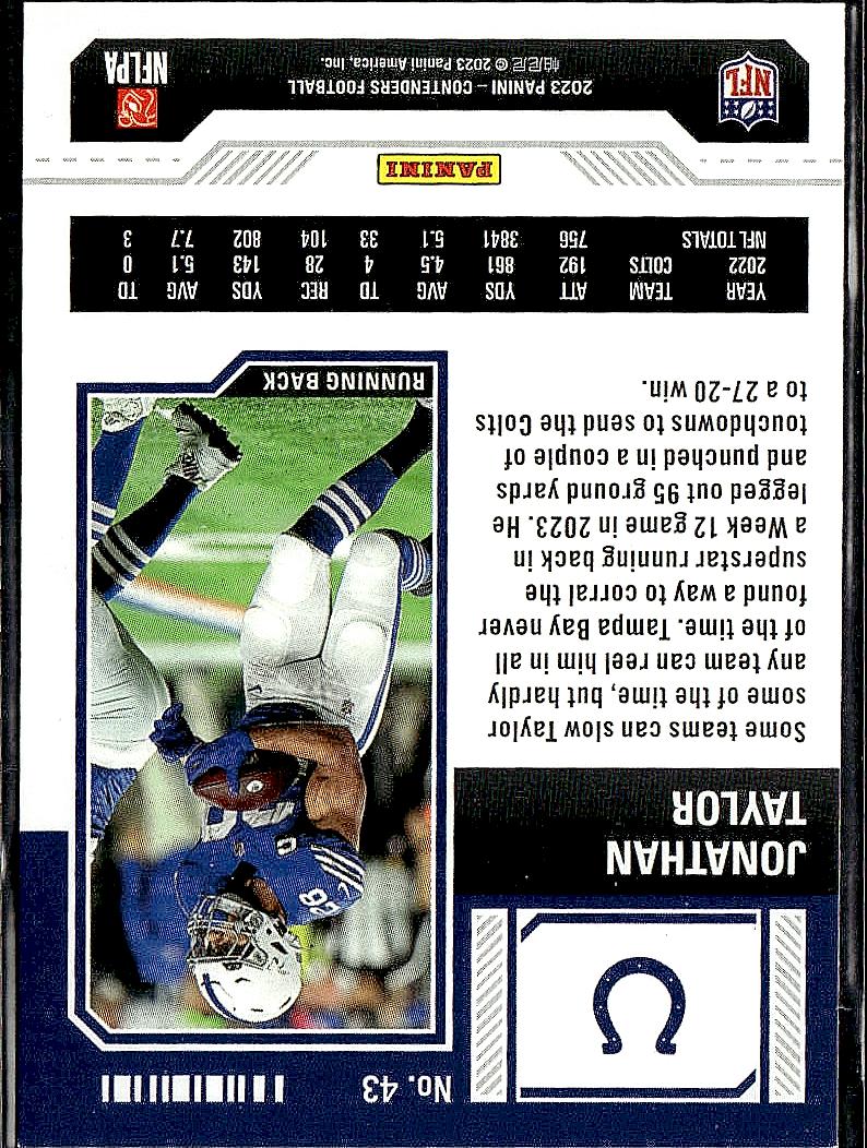 2023 Panini Contenders #43 Jonathan Taylor Season Ticket Retail