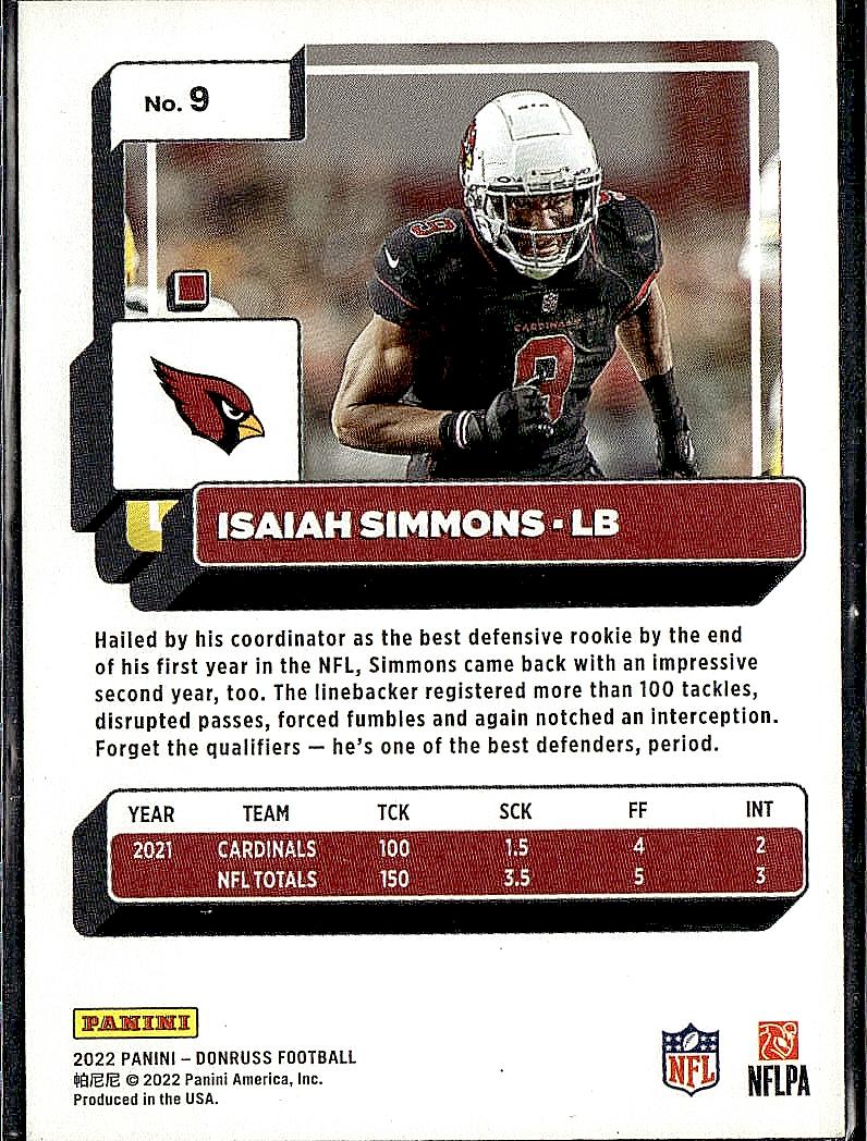 2022 Donruss #9 Isaiah Simmons