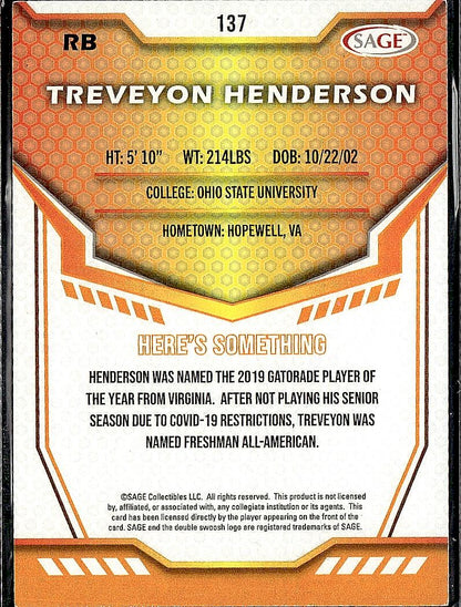 2024 SAGE HIT #137 Treveyon Henderson