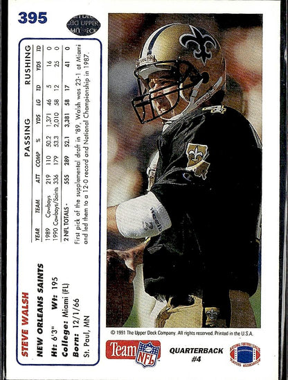 1991 Upper Deck #395b Steve Walsh