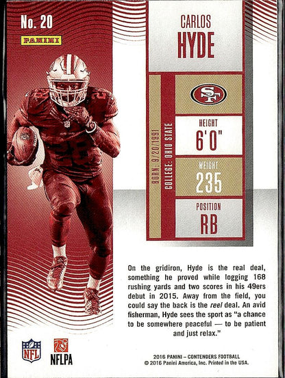 2016 Panini Contenders #20 Carlos Hyde