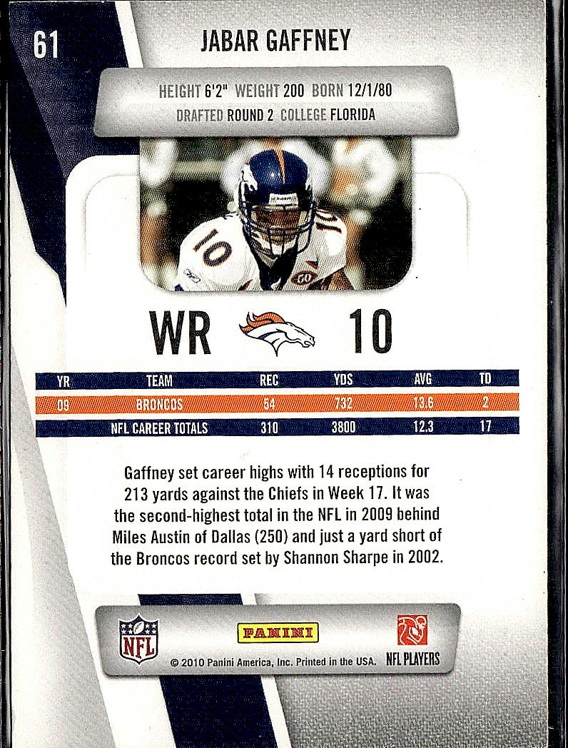 2010 Panini Prestige #61 Jabar Gaffney