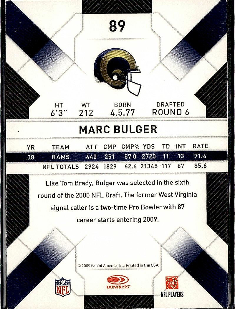 2009 Donruss Threads #89 Marc Bulger Silver Holofoil #/250