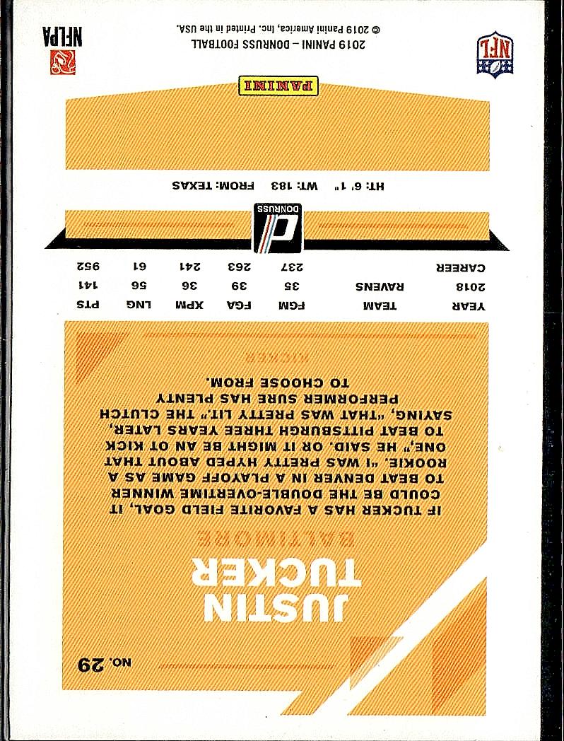 2019 Donruss #29 Justin Tucker