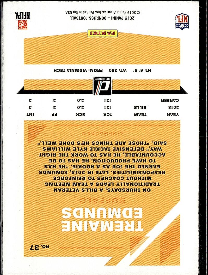 2019 Donruss #37 Tremaine Edmunds
