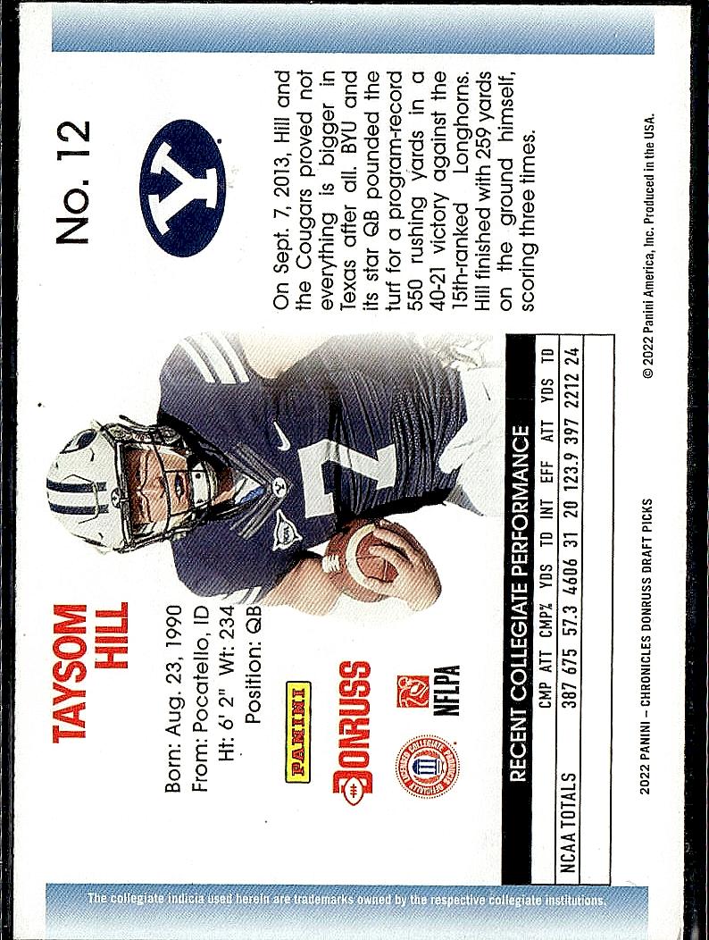 2022 Panini Chronicles Draft Picks #12 Taysom Hill Donruss Retro Pink