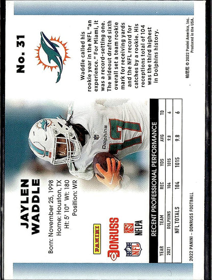 2022 Donruss #31 Jaylen Waddle Retro 1992