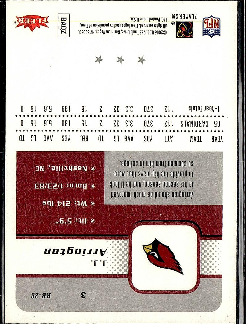 2006 Fleer #3 J.J. Arrington