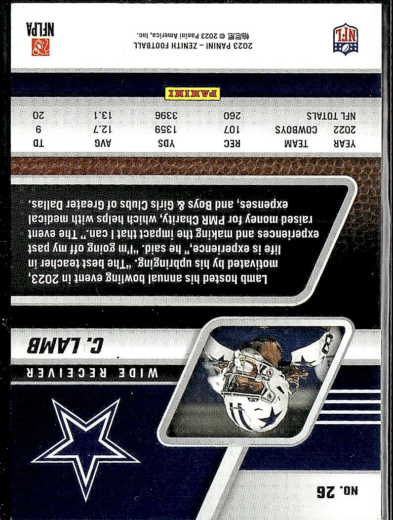 2023 Panini Zenith #26 CeeDee Lamb Retail