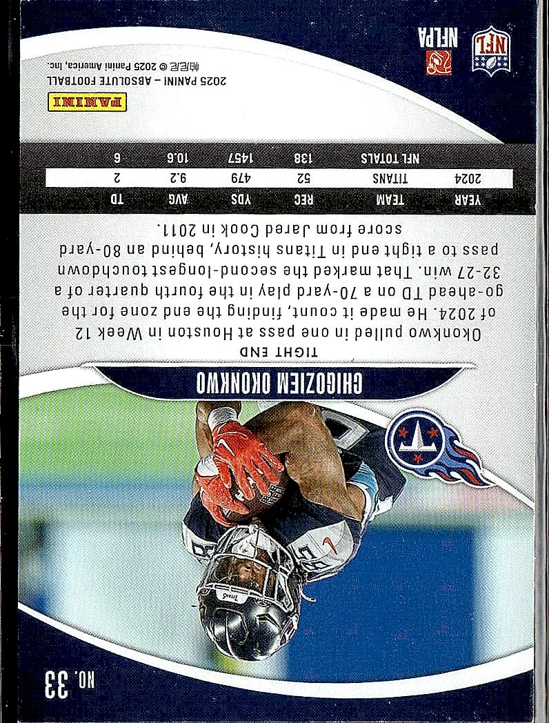 2025 Panini Absolute #33 Chigoziem Okonkwo Retail