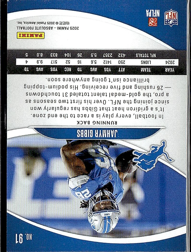 2025 Panini Absolute #91 Jahmyr Gibbs Retail