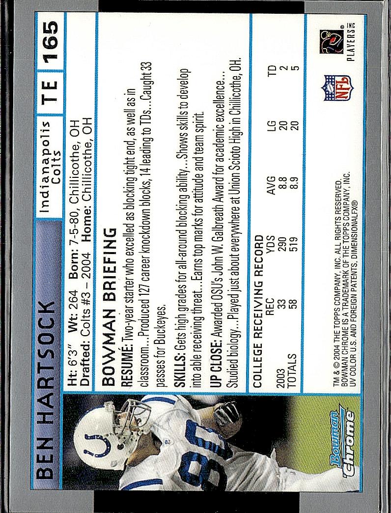 2004 Bowman Chrome #165 Ben Hartsock