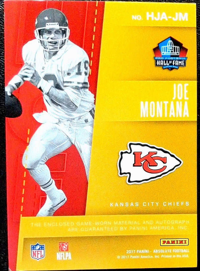 2017 Panini Absolute #HJA-JM Joe Montana HOF Jersey Autographs #/10