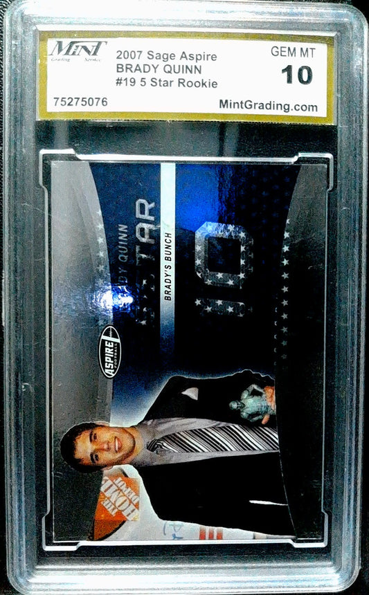 2007 SAGE Aspire #19 Brady Quinn 5 Star MNT 10