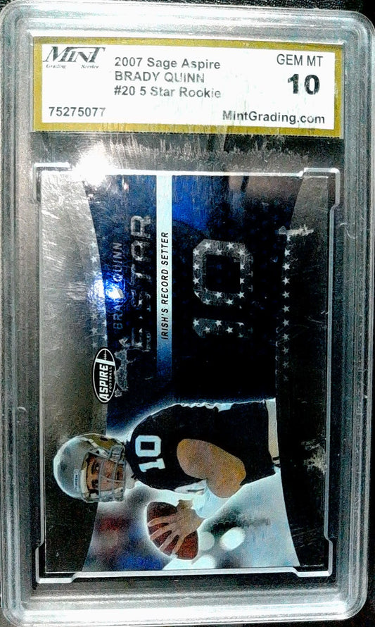 2007 SAGE Aspire #20 Brady Quinn 5 Star MNT 10