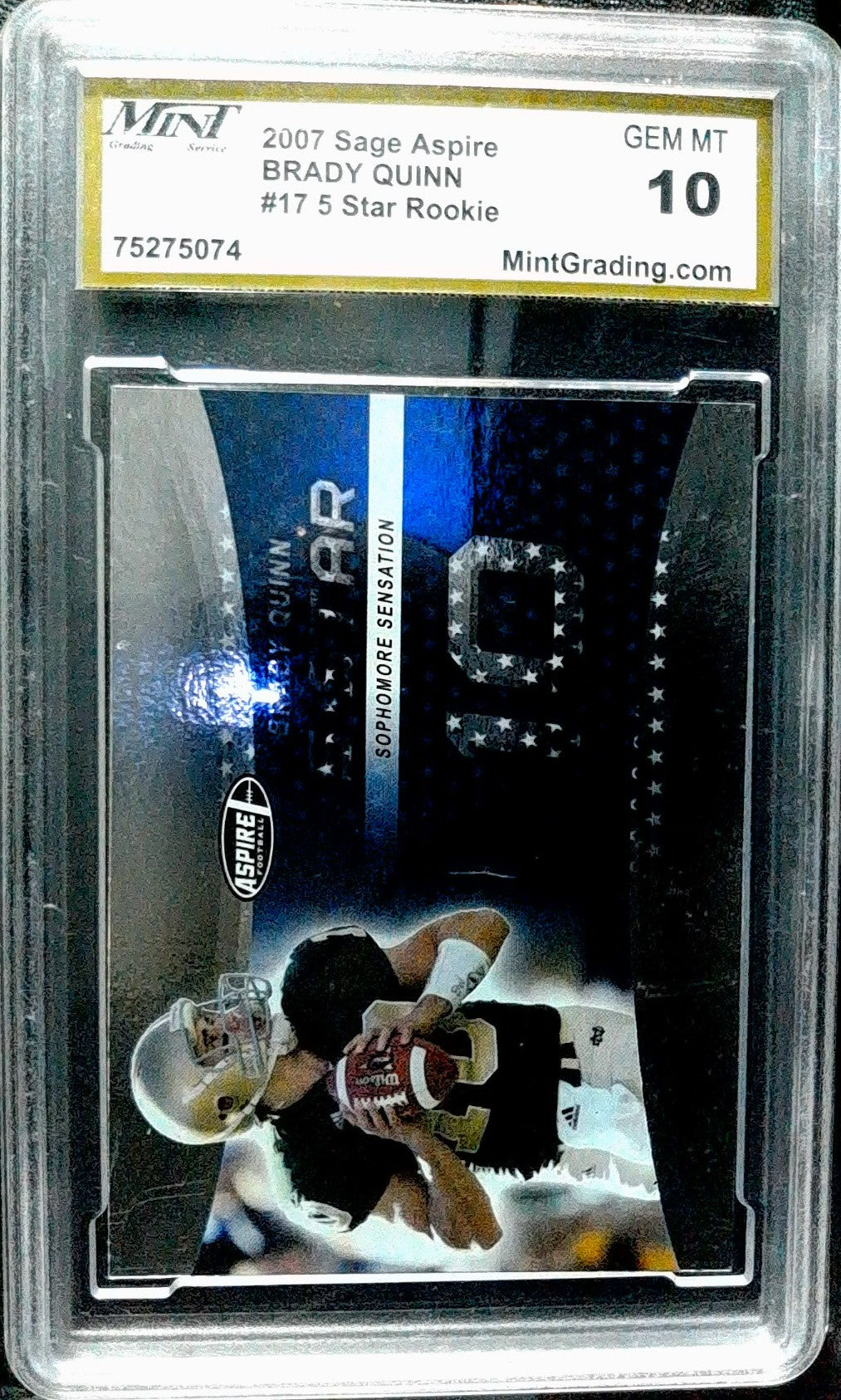 2007 SAGE Aspire #17 Brady Quinn 5 Star MNT 10