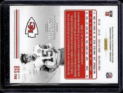 2019 Panini Chronicles #S18 Patrick Mahomes II Studio Purple #/49