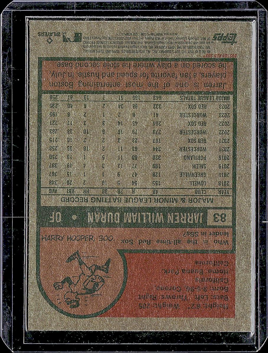 2024 Topps Heritage #83 Jarren Duran Chrome Purple Refractor